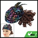 Black Cap Hat with Brown Curly Wig Hairpiece for Girls