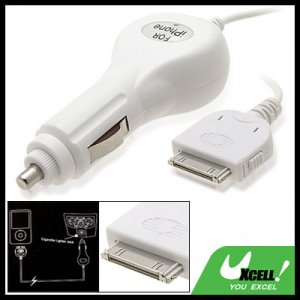 Compact Car Charger Adapter for Apple iPod Nano iPhone 3G White