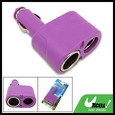 Mini Purple 2 Way Socket Car Charger Splitter Adapter for Drivers
