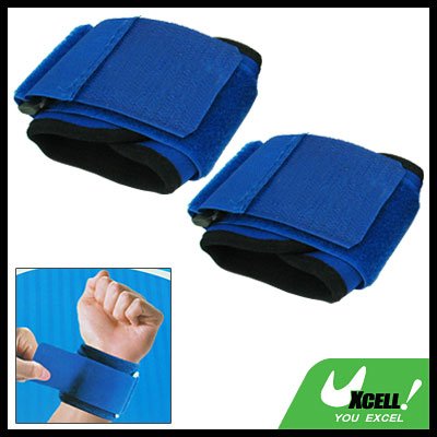 Pair of Blue Sports Elastic Wrist Wrap Support Protector