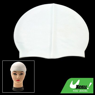 White Durable Competition Silicone Swimming Swim Cap Hat
