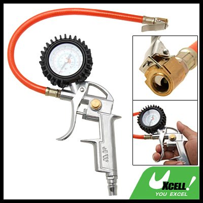 Tire Tyre Air Pressure Inflator Deflator Hand Trigger Dial Gauge Gun