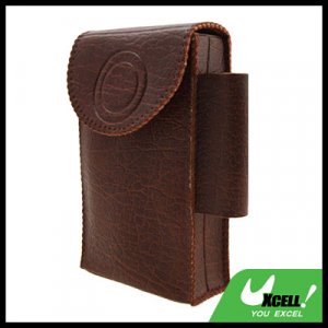 Soft 12 Cigarettes Leather Case Pouch with Lighter Holder Brown