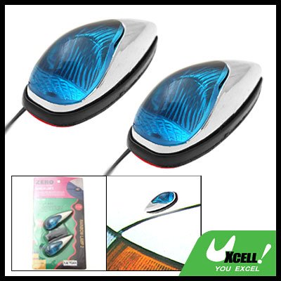 Car Auto Mount Two Mini Blue Crystal Decorative Light Lamp 12V (TS-21)