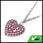 Fashion Jewelry Pink Rhinestone Heart Pendant Necklace Watch