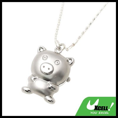 Fashion Jewelry Cute Pig Pendant Ladies' SILVERYy Necklace Watch