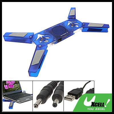 USB Notebook Laptop 2 Fans Cooling Pad w/ Speaker Blue