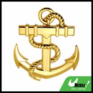 Car Accessories Golden Abstract Anchor Car Badge