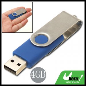 Swivel 4GB USB 2.0 Flash Memory Pen Stick Drive Blue and Silvery