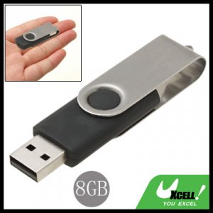 Swivel 8GB USB 2.0 Flash Memory Stick Pen Drive Black and Silvery