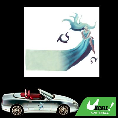 Vinyl Long Hair Girl and Fish Pattern Decal Sticker Car Auto Truck