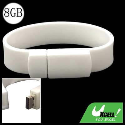 White Bracelet Wristband 8GB USB Drive Flash Memory Stick Storage