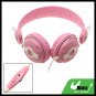 Pink 3.5mm Volume Control Stereo Headphone Headset with Microphone for Computer PC