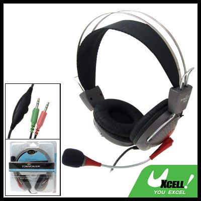 PC Computer Microphone Headset Headphone With Vol Control 3.5mm