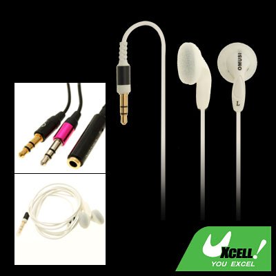 Silvery MP3 MP4 Laptop PC Stereo Earphone w/ 3.5mm Plug
