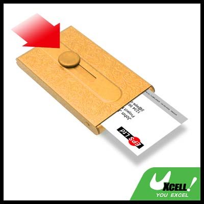 Metallic Plated COOL Automatic Sliding Business Card Case Holder - Golden Yellow