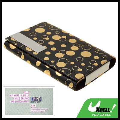 Black Exquisite Yellow Dots Design Business Card Case Holder