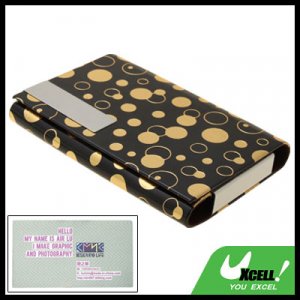 Black Exquisite Yellow Dots Design Business Card Case Holder