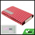 Silvery Diamond Pattern Red Leather Business Card Case Holder
