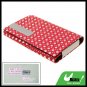 Silvery Diamond Pattern Red Leather Business Card Case Holder