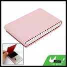 Pink Vertical Leather Surface Magnetic Business Card Case