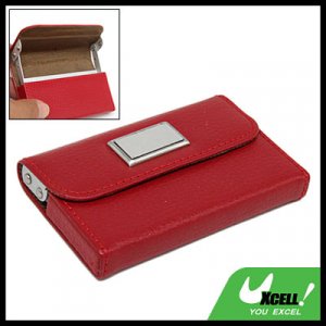 Red Leather Holder Case for Business Credit Name ID Card