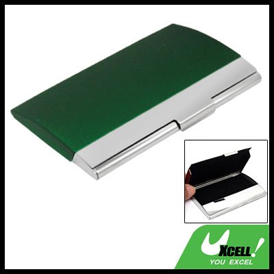 Stainless Steel Business Card Holder Case Green Silvery