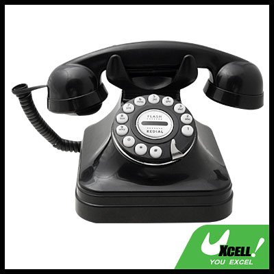 Deluxe Black Vintage Classical Rotary Dial Look Telephone