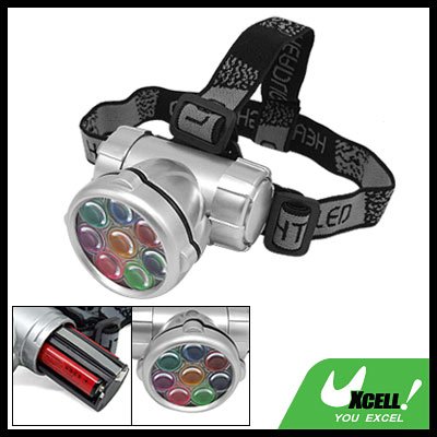8 White LED + Head Strap Mini Headlamp Flashlight