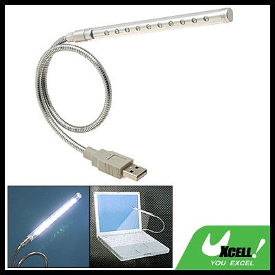 Flexible 10 LED USB Notebook Laptop Reading Lamp Light