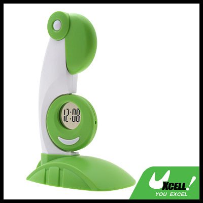 Green Desktop USB Parrot LED Lamp and Clock
