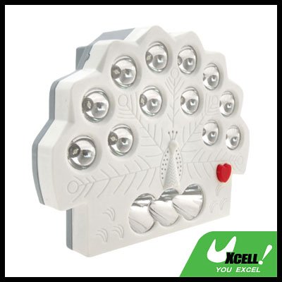 Brightness Unique 16 LED White Peafowl Desk Light Lamp