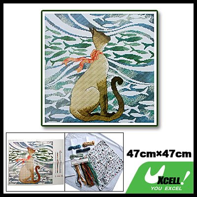 Cat Pattern Counted Cross Stitch Cross-Stitch Pillow Kit
