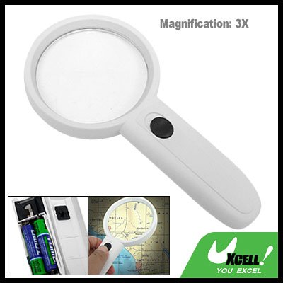 3X Lighted Reading Map Magnifier Hand Held Magnifying Glass with LED