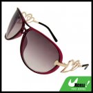 Women's Aviator Oversized Sunglasses Heart Design Purple Frame