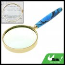 3X Blue Handle Golden Frame Magnifier Magnifying Glass
