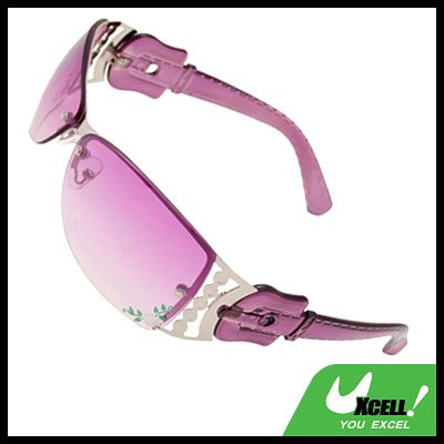 Purple Stylish Metal Frame Flower Girls Womans Sports Sunglasses