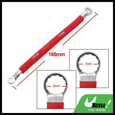 Double Side 6mm 7mm Red Soft Grip Offset Box End 12 Point Wrench Tool