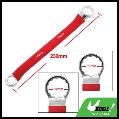 Box End 14mm 17mm Double Side Red Soft Grip Offset 12 Point Wrench Tool