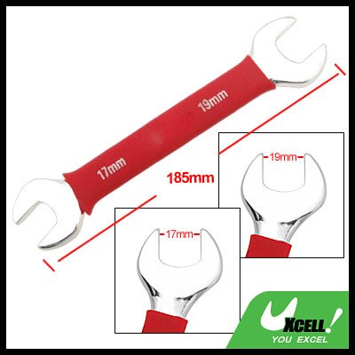 Soft Red Grip 17mm 19mm Dual Open End Wrench Tool