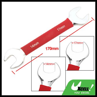 Soft Red Grip Dual Open End 14mm 17mm Wrench Tool