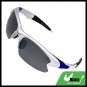Wrap Around Black Lens Silvery Frame Sport Sunglasses