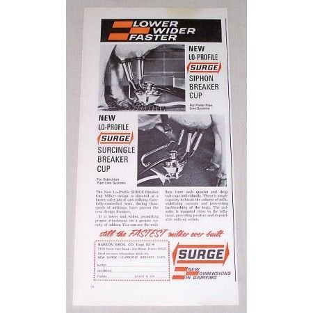 1967 Surge Breaker Cup Milker Farm Dairy Print Ad