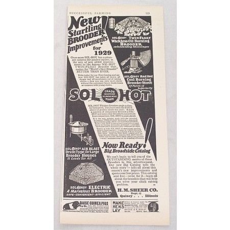 1929 Sol-Hot Brooder Poultry Raisers Print Ad