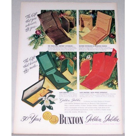 1948 Lady Buxton Golden Jubilee Billfold Color Print Ad