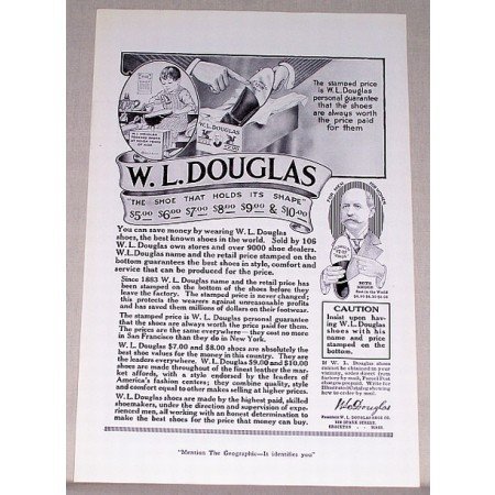 1919 W.L. Douglas Shoes Print Ad - Shoe That Holds Its Shape