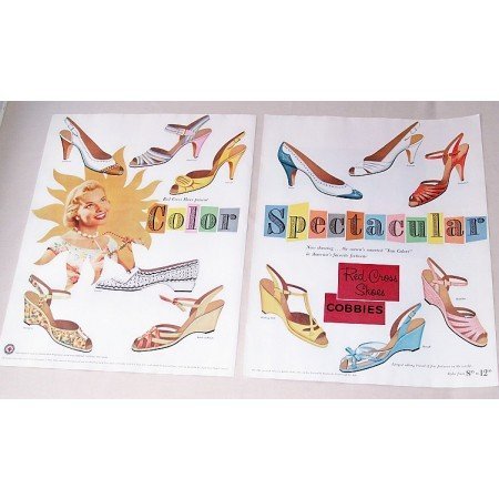 1956 Red Cross Shoes Cobbies 2 Page Color Print Ad