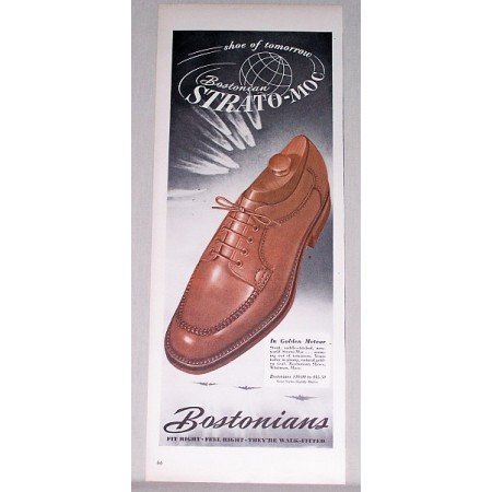 1947 Bostonians Strato-Moc Men's Shoes Color Print Ad