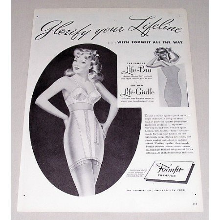1946 Formfit Bra Girdle Set Print Ad - Glorify Your Lifeline