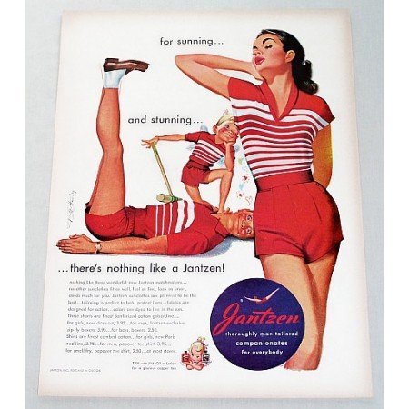 1951 Jantzen Sunclothes Color Art Print Ad - Sunning And Stunning